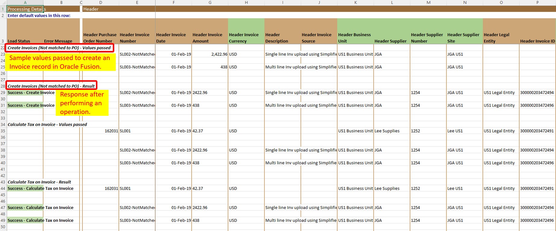 Sample DataSheet - Simplified Loader Excel for Oracle Fusion Cloud ERP